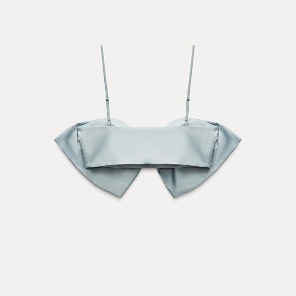 Zara satin effect bow crop top - Picture 5 of 8